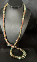 Turquoise Spiny Oyster Navajo Sterling Silver Necklace | Authentic Native American | 34" | 14364 Graduated