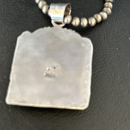 Navajo Bumblebee Jasper Pendant Necklace | Canary Yellow | Sterling Silver | Authentic Native American Handmade | 14249