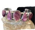 Navajo Purple Spiny Oyster Row Cuff Bracelet | Sterling Silver | Authentic Native American Handmade | 1406