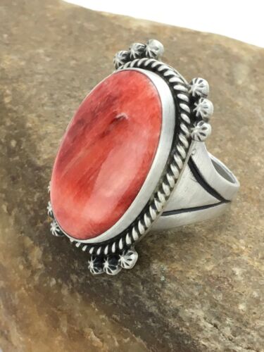 Navajo Spiny Oyster Ring | Sterling Silver | Sz 10.75 | Authentic Native American Handmade | 3050