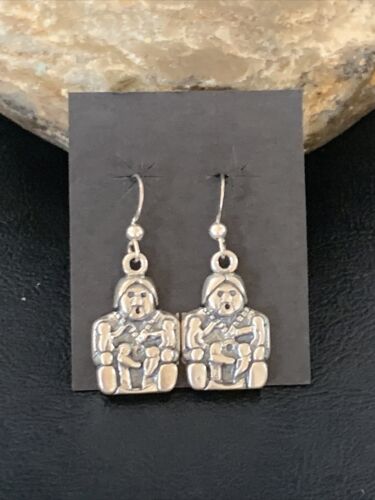 Navajo Storyteller Dangle Earrings | Sterling Silver | 1.5" | Authentic Native American Handmade | 12986