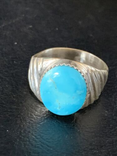 Navajo Blue Kingman Turquoise Ring | Sterling Silver | Sz 9 | Authentic Native American Handmade | 14155