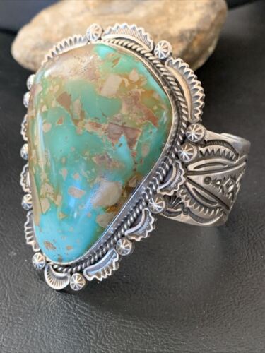Native American Men's Royston Turquoise Cuff Bracelet | Navajo Sterling Silver | 1415