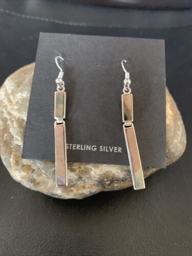 Navajo Pava Shell Inlay Earrings | Sterling Silver | Authentic Native American Handmade | 13074