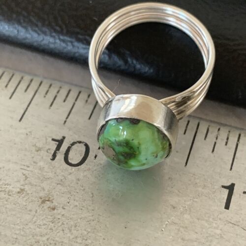 Adjustable Navajo Green Sonoran Turquoise Ring | Sterling Silver | Sz 6 | 02078