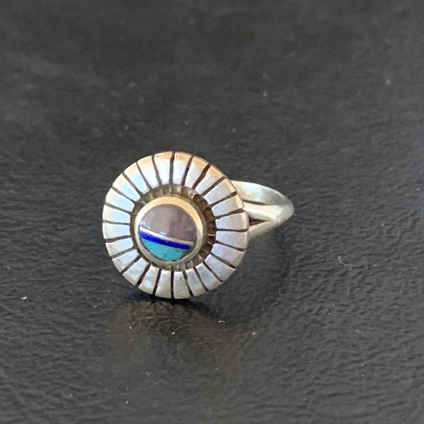 Native American Women's Navajo Blue Turquoise Sugilite Inlay Ring | Sz 8 | 11195 - Masha USA
