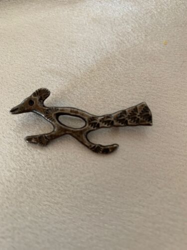 Native Road Runner Navajo Sterling Silver Stamped Old Pawn Pin Brooch | Authentic Native American Handmade | 4104