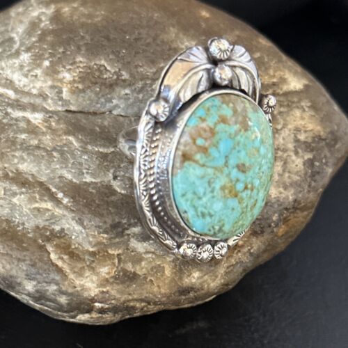 Southwestern Navajo Blue Turquoise #8 Rings | Sterling Silver | Sz 9 | 14286