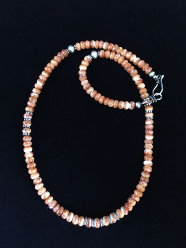 Navajo Graduated Spiny Oyster Necklace | Sterling Silver | 18" | Authentic Native American Handmade | 1775