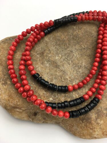 Navajo Red Coral 3 Strand Necklace | Sterling Silver | 19" | Authentic Native American Handmade | 2799