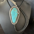 Native American Men's Bolo Tie | Blue Kingman Turquoise | Sterling Silver | Navajo Handmade | 14525