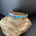 Southwestern Navajo Blue Opal Amethyst Bracelet | Sterling Silver | 7" | 13122