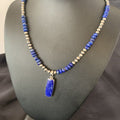 Navajo Blue Lapis Necklace Pendant | Sterling Silver | Authentic Native American Handmade | 11669