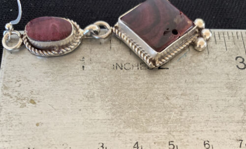 Navajo Purple Spiny Oyster Dangle Earrings | Sterling Silver | Authentic Native American Handmade | 201