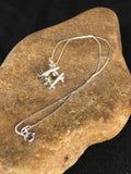 Native American Opal Inlay Pendant | Sterling Silver | 2-Sided Necklace | 18" | 8787