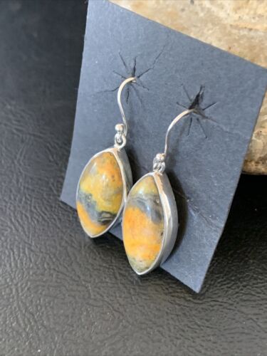 Native American Women's Navajo Bumblebee Jasper Earrings Set | Sterling Silver | 1565