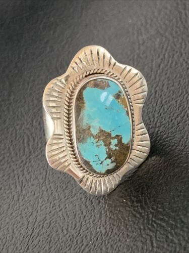 Southwestern Navajo Blue Kingman Turquoise Ring | Sterling Silver | Sz 6 | 13784