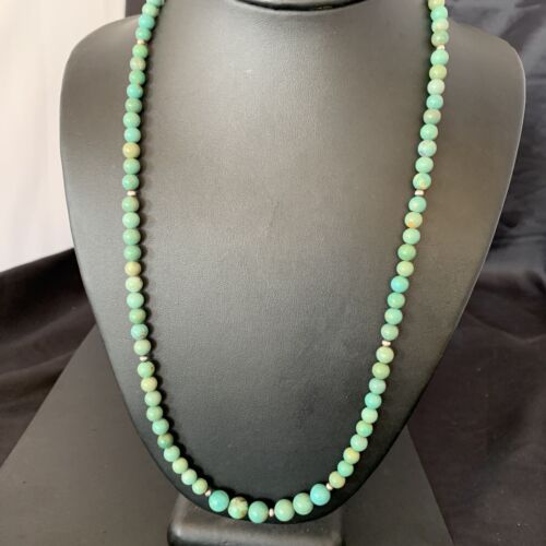 Navajo Royston Green Turquoise Shell Heishi Necklace | Sterling Silver | 23" | Authentic Native American Handmade | 10918