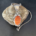 Navajo Pearls Red Spiny Oyster Necklace Pendant | Sterling Silver | Authentic Native American Handmade | 14724