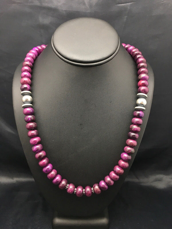Navajo Purple Sugilite Bead Necklace | Sterling Silver | 23" | Authentic Native American Handmade | 4178