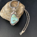 Men's Navajo Sonoran Gold Turquoise Pendant Necklace | Sterling Silver | Authentic Native American Handmade | 13657