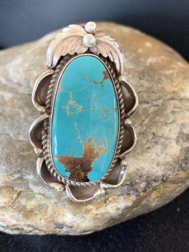 Native American Men's Navajo Blue Royston Turquoise Ring | Sterling Silver | Sz 9 | 00673