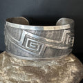 Handmade Sterling Silver Navajo Stamped Cuff Bracelet | Authentic Native American Jewelry | 14590