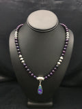 Navajo Purple Sugilite Necklace with Opal Pendant | Sterling Silver | 23" | Authentic Native American Handmade | 2794