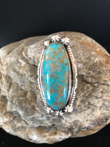 Navajo Blue Turquoise #8 Ring | Yazzie | Sterling Silver | Sz 3 | Authentic Native American Handmade | 3532