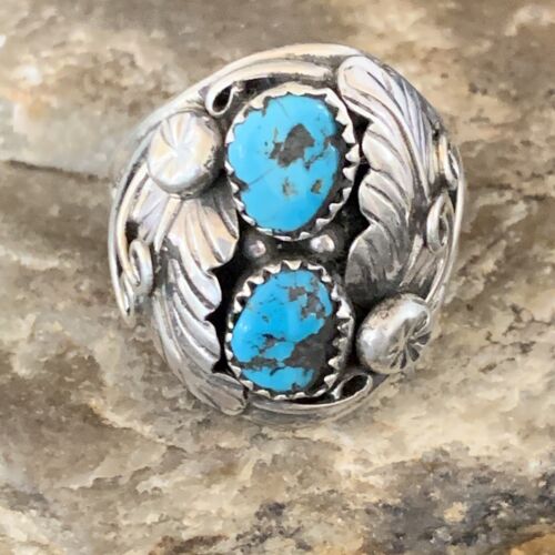 Navajo Kingman Turquoise Multi-Stone Ring | Authentic Native American Sterling Silver | Sz 11.5 | 14127