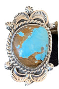 Southwestern Navajo Sterling Silver Blue Turquoise #8 Ring | Sz 7.5 | 1687