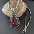 Navajo Purple Spiny Oyster Pendant Necklace | Sterling Silver | Authentic Native American Handmade | 11308