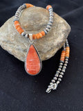 Navajo Pearls Sterling Silver Necklace | Spiny Oyster Cluster Naja Pendant | 599