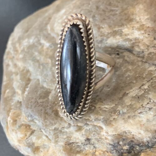 Navajo Black Onyx Ring | Sterling Silver | Sz 6 | Authentic Native American Handmade | 11954