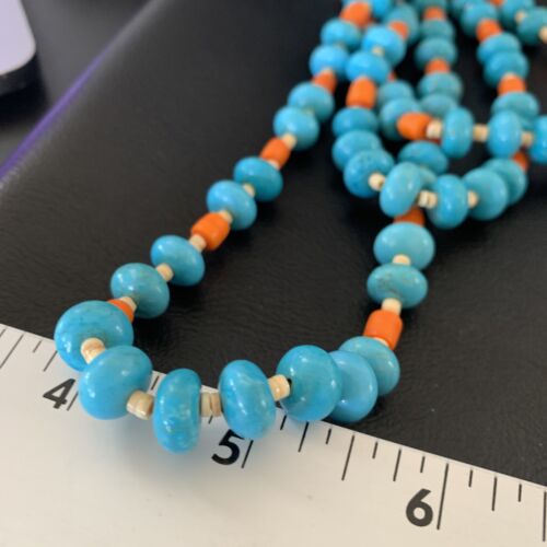 Santo Domingo Shell Spiny Oyster Turquoise Necklace | 28" | Authentic Native American Handmade | 11993