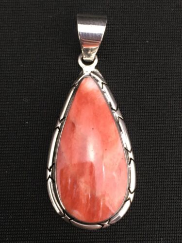 Native American Navajo Red Spiny Oyster Pendant | Sterling Silver | 1.75" | 1125