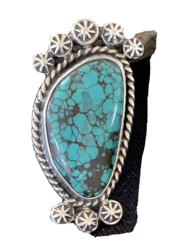 Navajo Blue Spiderweb Turquoise Ring | Sterling Silver | Sz 7 | Authentic Native American Handmade | 1641