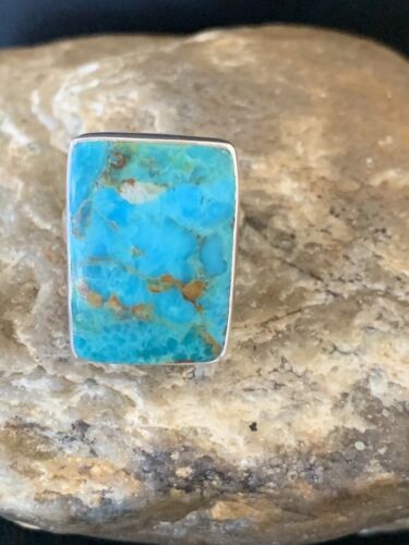 Navajo Blue Kingman Turquoise Ring | Sterling Silver | Sz 8 | Authentic Native American Handmade | 12789