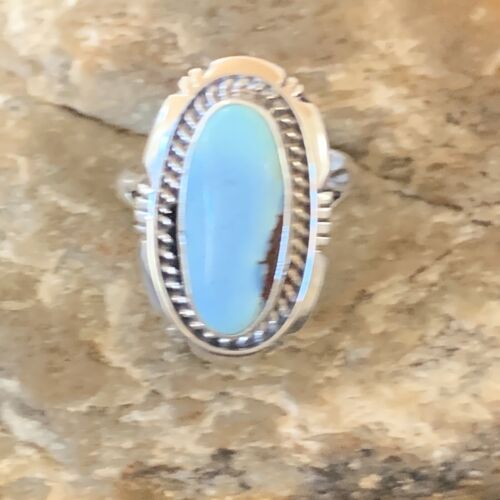 Navajo Blue Dry Creek Turquoise Ring | Sterling Silver | Sz 7.5 | Authentic Native American Handmade | 11642