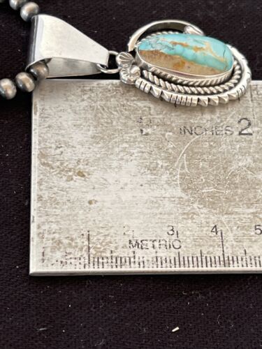 Women's Royston Turquoise Pendant Necklace | Navajo Pearls | Sterling Silver | Authentic Native American Handmade | 01182