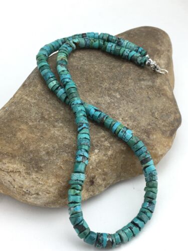 Navajo Turquoise Heishi Bead Necklace | Sterling Silver | 20" | Authentic Native American Handmade | 3286