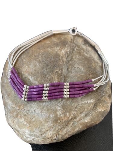 Navajo Purple Sugilite Heishi Bracelet | Sterling Silver | 8" | Authentic Native American Handmade | 2175