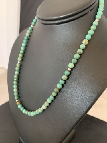 Navajo Royston Green Turquoise Necklace | Sterling Silver | Authentic Native American Handmade | 18" | 02213