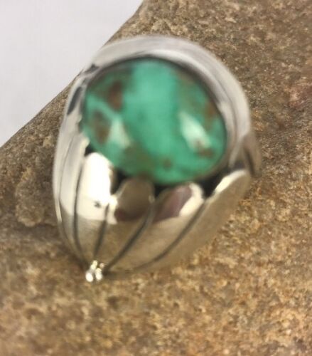 Native American Green Turquoise Ring | Sterling Silver | Sz 11 | 3439