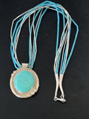 Navajo Green Turquoise Liquid Heishi Necklace | Sterling Silver | 5 Strand | Authentic Native American | 02050