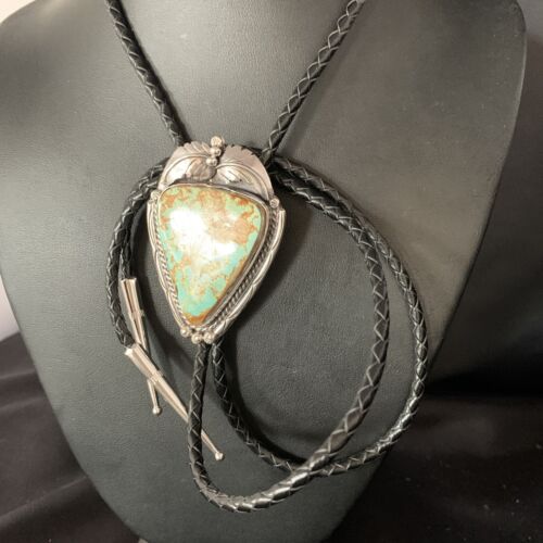 Southwestern Men's Bolo Tie | Blue #8 Turquoise | Sterling Silver | Navajo | 14112