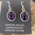 Navajo Purple Amethyst Dangle Drop Earrings | Sterling Silver | Authentic Native American Handmade | 12684