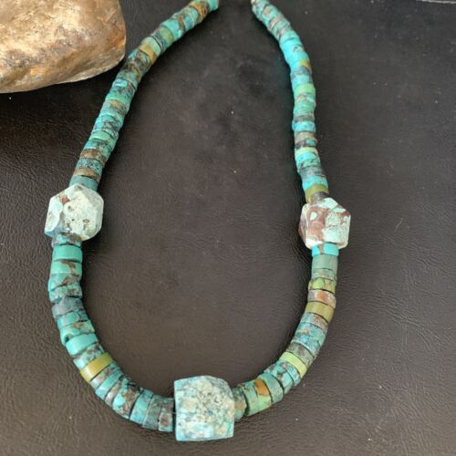 Navajo Turquoise Heishi Spiderweb Necklace | Sterling Silver | 20" | Authentic Native American Handmade | 13892