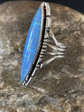 Native American Women's Navajo Blue Opal Ring | Sterling Silver | Sz 8 | 10307