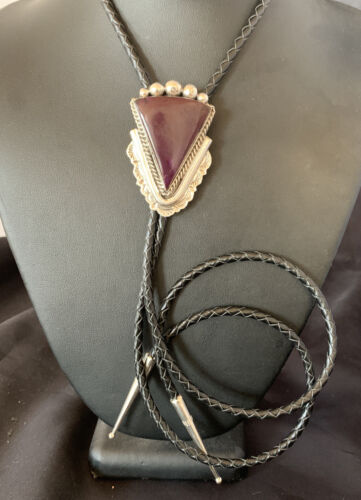 Southwestern Men's Bolo Tie | Purple Spiny Oyster | Sterling Silver | Navajo | 12936
